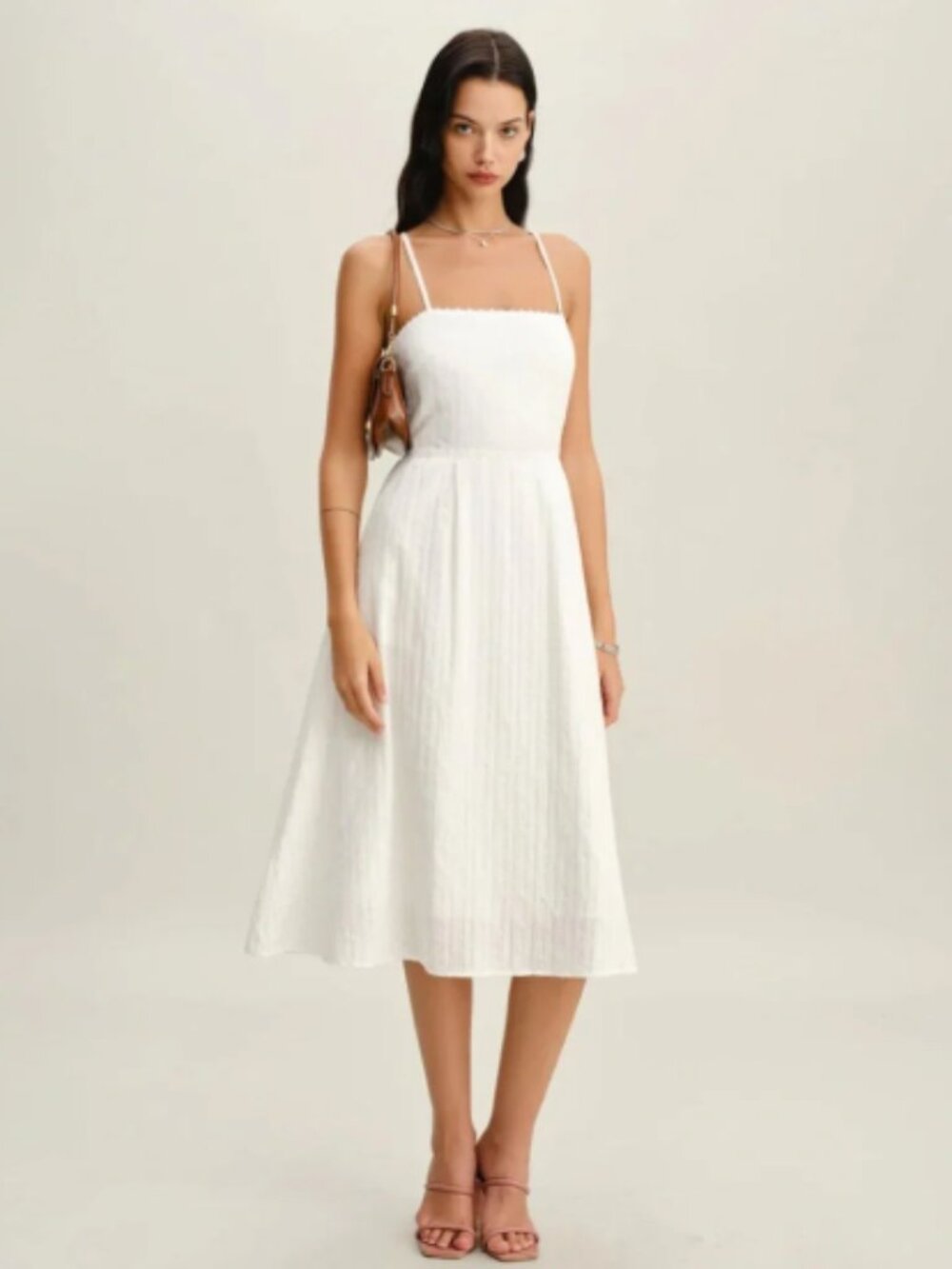 RIHOAS White  Pocket A-Line Slip Midi Dress